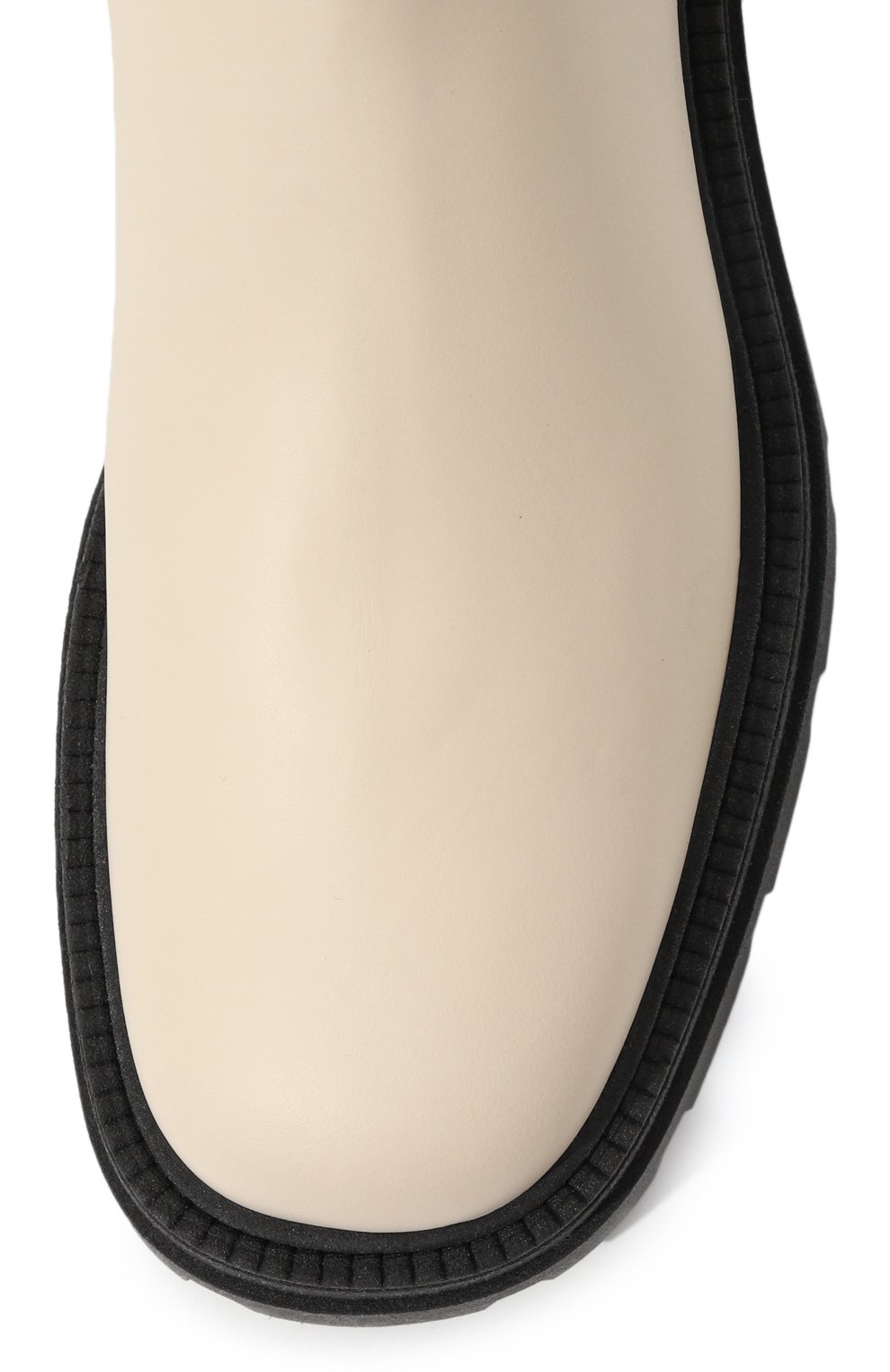 Женские кожаные ботинки SERGIO ROSSI кремвого цвета, арт. B04840/MMV120 | Фото 6 (Подошва: Платформа; Материал внутренний: Натуральная кожа; Материал сплава: Проставлено; Каблук высота: Средний; Материал утеплителя: Без утеплителя; Же нское Кросс-КТ: Челси-ботинки; Драгоценные камни: Проставлено)