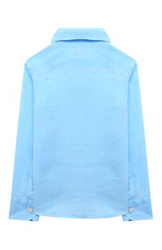 Детская льняная рубашка MC2 SAINT BARTH голубого цвета, арт. STBK/AGNES/03977D | Фото 2 (Рукава: Длинные; Случай: Повседневный; Материал сплава: Проставлено; Материал внешний: Лен; Драгоценные камни: Проставлено)