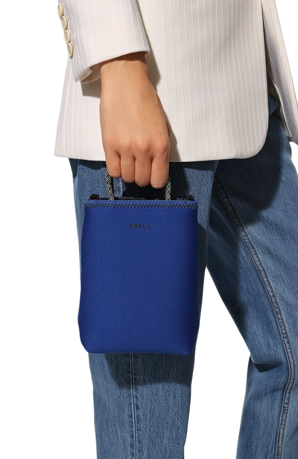 Женский сумка furla ginger mini FURLA синего цвета, арт. WE00337/BX0893 | Фото 6 (Сумки-технические: Сумки-шопперы; Размер: mini; Ремень/цепочка: На ремешке; Материал: Текстиль)