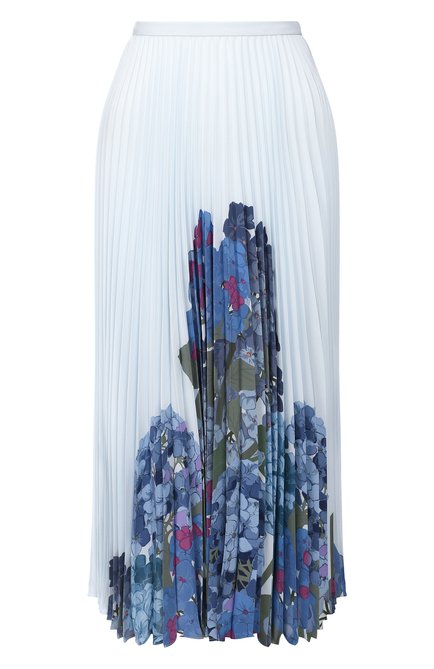 Женская шелковая юбка VALENTINO голубого цвета, арт. TB3RA5K157D | Фото 1 (Материал внешний: Шелк; Длина Ж (юбки, платья, шорты): Миди; Женское Кросс-КТ: Юбка-одежда)
