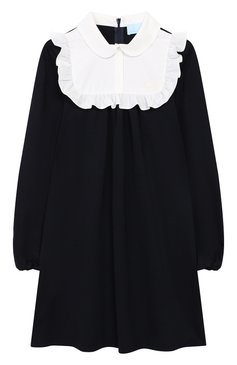 Детское платье LANVIN синего цвета, арт. 4L1560/LA300/5-8 | Фото 1 (Рукава: Длинные; Случай: Повседневный; Материал внешний: Вискоза; Статус проверки: Проверено, Проверена категория; Девочки Кросс-КТ: Платье-одежда; Девочки-школьная форма: Платья; Ростовка одежда: 8 лет | 128 см)
