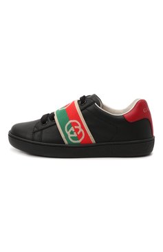 Мужского кожаные кеды GUCCI черного цвета, арт. 662212/D8050 | Фото 2 (Мальчики Кросс-КТ: Обувь-низкие; Региональные ограничения белый список (Axapta Mercury): Не проставлено; Нос: Не проставлено)