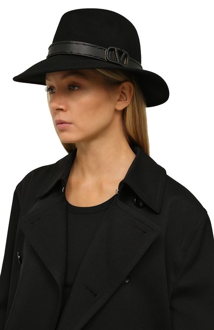 Женская фетровая шляпа VALENTINO черного цвета, арт. UW0HAA53/DZT | Фото 2 (Материал: Шерсть, Текстиль)