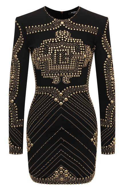 Женское платье из вискозы BALMAIN черного цвета по цене 436500 руб., арт. XF1R8440/PB03 | Фото 1