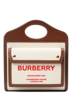 Женская сумка pocket BURBERRY бежевого цвета, арт. 8037401 | Фото 1 (Сумки-технические: Сумки через плечо, Сумки top-handle; Ремень/цепочка: На ремешке; Материал: Текстиль; Размер: small)
