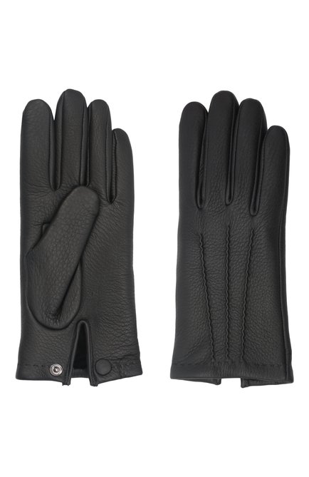 Мужские кожаные перчатки lupin AGNELLE черного цвета, арт. LUPIN | Фото 2 (Мужское Кросс-КТ: Кожа и замша; Материал: Натуральная кожа)