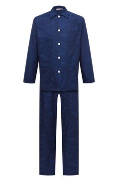 Мужская хлопковая пижама DEREK ROSE темно-синего цвета, арт. 5000-PARI022 | Фото 1 (Рукава: Длинные; Длина (брюки, джинсы): Стандартные; Кросс-КТ: домашняя одежда; Длина (для топов): Стандартные; Материал внешний: Хлопок)
