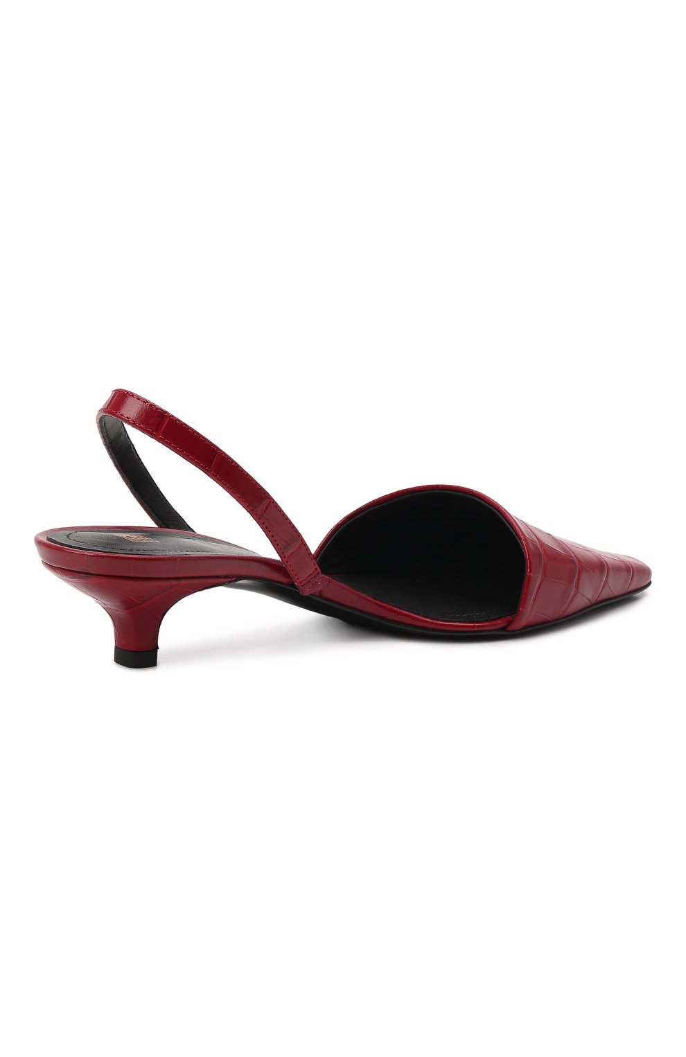 Женские кожаные туфли TOTEME красного цвета, арт. 221-976-835 | Фото 5 (Каблук высота: Низкий; Материал внутренний: Натуральная кожа; Материал сплава: Проставлено; Подошва: Плоская; Каблук тип: Kitten heel; Драгоценные камни: Проставлено)