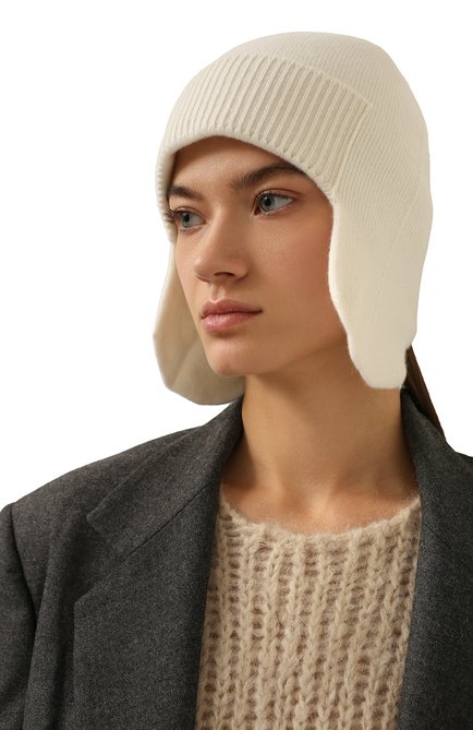 Женская кашемировая шапка-ушанка CANOE белого цвета, арт. 4916400 | Фото 2 (Материал: Шерсть, Кашемир, Текстиль)
