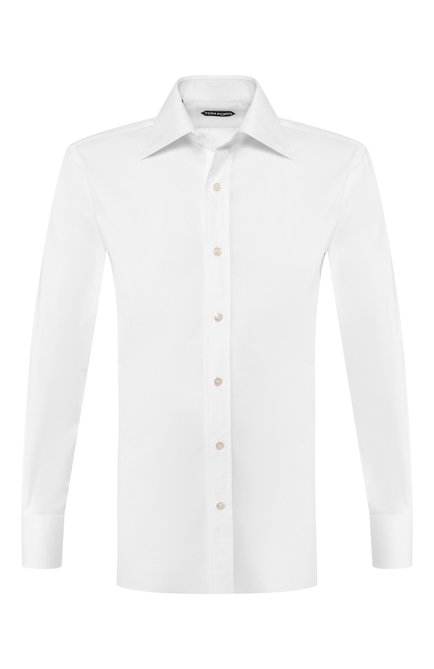 Мужская хлопковая сорочка с воротником кент TOM FORD белого цвета по цене 54700 руб., арт. TFT000/94C1JE | Фото 1