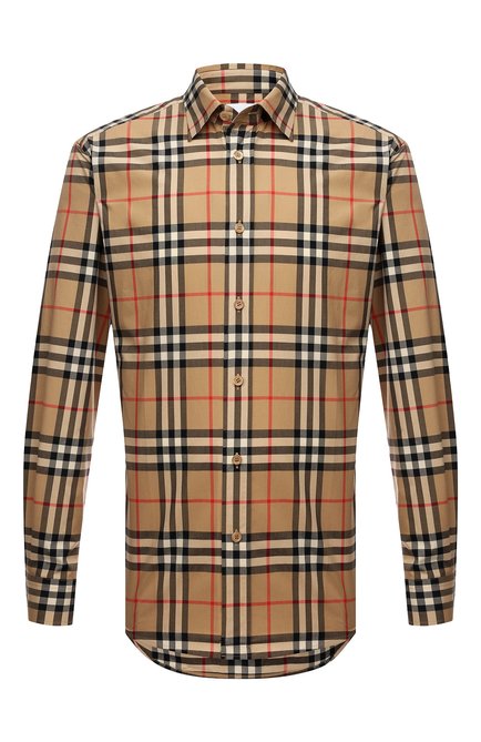 Мужская хлопковая рубашка BURBERRY бежевого цвета по цене 48650 руб., арт. 8020863 | Фото 1
