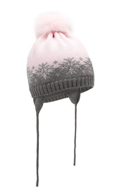 Детского шерстяная шапка с меховым помпоном CATYA розового цвета, арт. 923574/AD | Фото 1 (Материал: Шерсть, Текстиль; Статус проверки: Проверено, Проверена категория)