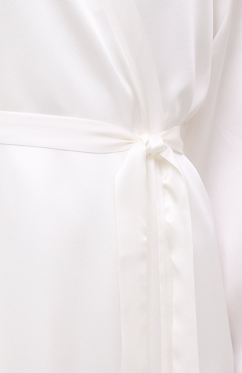 Женский шелковый халат MARJOLAINE белого цвета, арт. Laurian | Фото 5 (Материал внешний: Шелк)