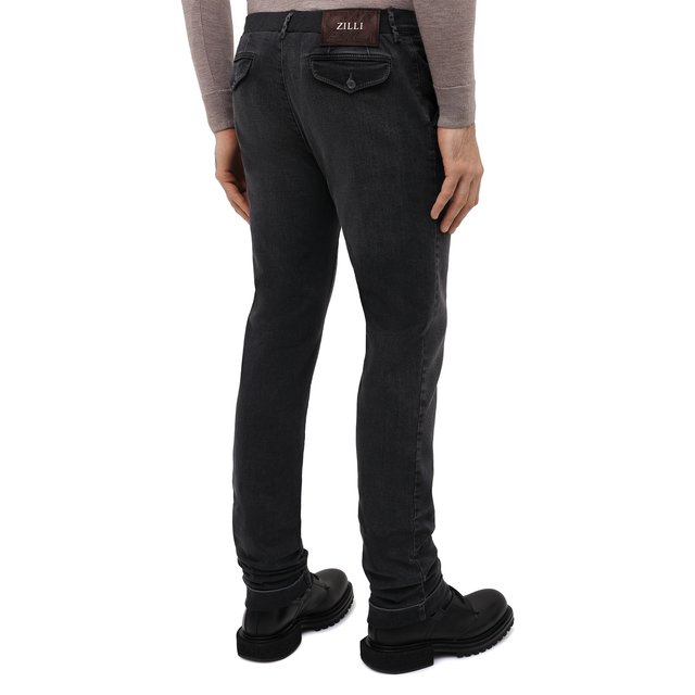 Джинсы с отделкой из кожи аллигатора Zilli  MCW-00080-DBLC1/S001/AMIS Фото 4
