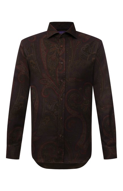Мужская хлопковая рубашка RALPH LAUREN темно-коричневого цвета по цене 66450 руб., арт. 790851290 | Фото 1