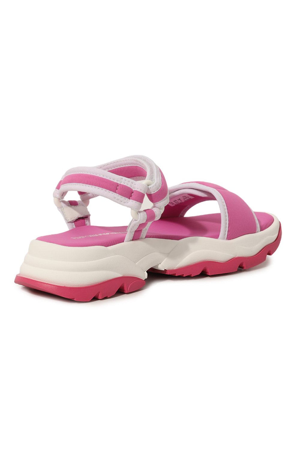 Детские сандалии EMPORIO ARMANI розового цвета, арт. XYP007/X0T69/28-34 | Фото 3 (Материал внешний: Текстиль; Материал сплава: Проставлено; Нос: Не проставлено; Материал внутренний: Текстиль)