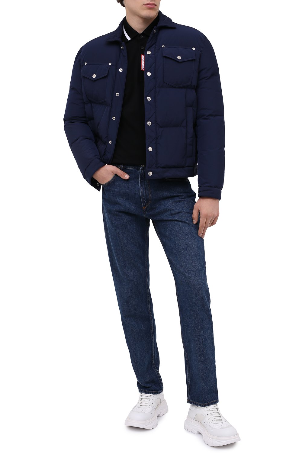 Мужская пуховая куртка DSQUARED2 темно-синего цвета, арт. S74AM1097/S53141 | Фото 2 (Кросс-КТ: Куртка, Пуховик; Мужское Кросс-КТ: пуховик-короткий, Пуховик-верхняя одежда, Верхняя одежда; Рукава: Длинные; Материал внешний: Синтетический материал; Материал подклада: Синтетический материал; Длина (верхняя одежда): Короткие; Материал утеплителя: Пух и перо; Стили: Кэжуэл)