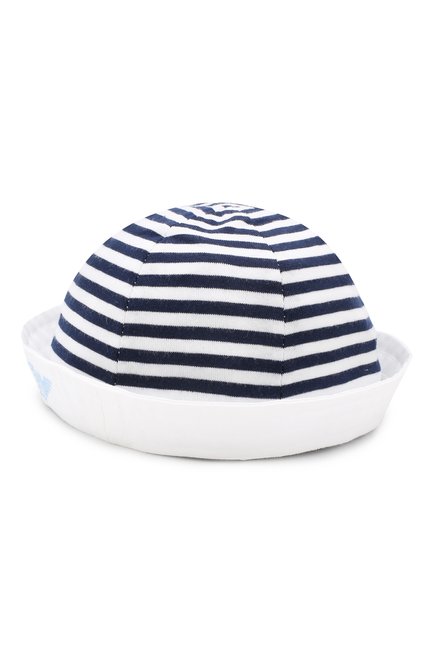 Детская хлопковая шляпа EMPORIO ARMANI синего цвета, арт. 404366/9P541 | Фото 2 (Материал: Хлопок, Текстиль; Статус проверки: Проверена категория)