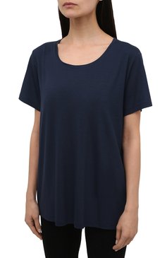 Женская футболка DEREK ROSE темно-синего цвета, арт. 1227-LARA001 | Фото 3 (Материал внешний: Синтетический материал; Женское Кросс-КТ: Футболка-белье)