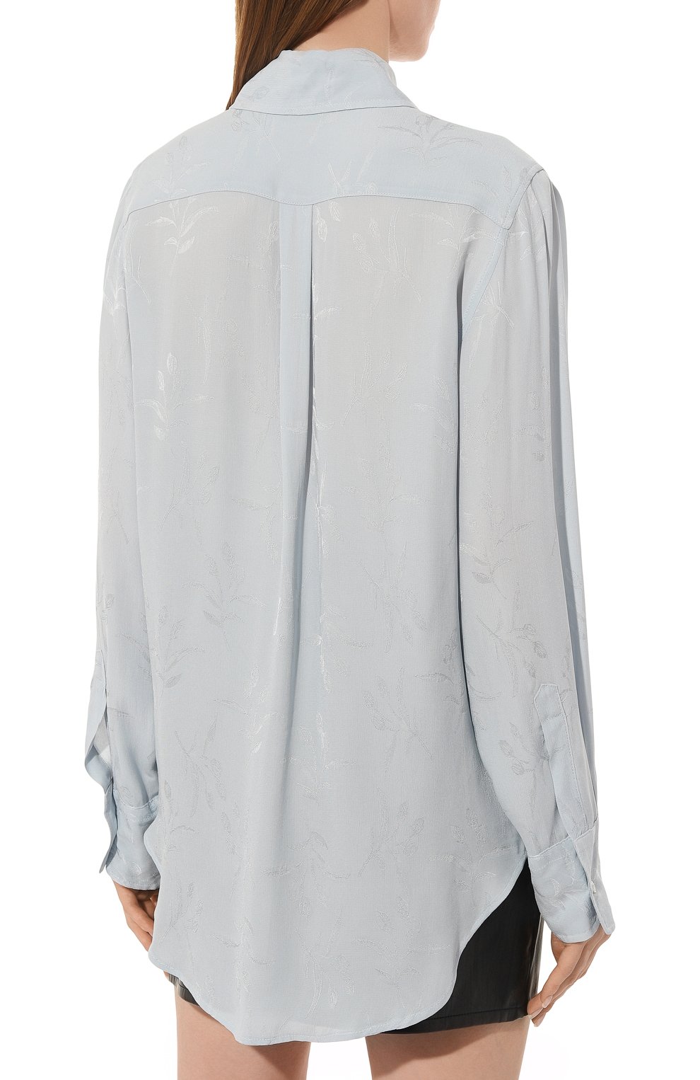 Женская рубашка из вискозы SEVENTY VENEZIA голубого цвета, арт. CA1285/450216 | Фото 4 (Рукава: Длинные; Принт: Без принта; Женское Кросс-КТ: Рубашка-одежда; Длина (для топов): Удлиненные; Материал сплава: Проставлено; Материал внешний: Вискоза; Драгоценные камни: Проставлено; Стили: Кэжуэл)
