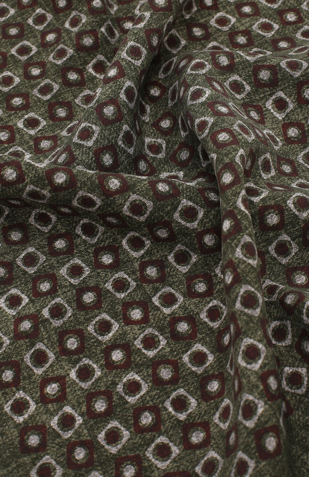 Мужской шелковый платок BRUNELLO CUCINELLI хаки цвета, арт. ML8360091 | Фото 2 (Материал: Текстиль, Шелк; Материал внутренний: Не назначено; Материал сплава: Проставлено; Нос: Не проставлено)