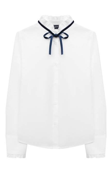 Детское хлопковая блузка DAL LAGO белого цвета по цене 9995 руб., арт. R411B/7628/7-12 | Фото 1