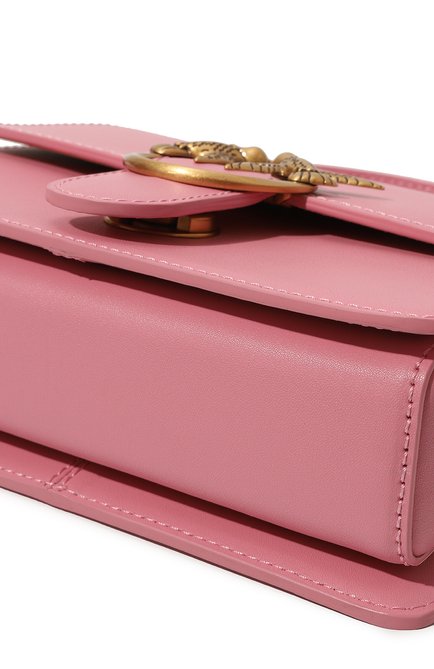 Женская сумка love one PINKO розового цвета, арт. 100071/A0F1 | Фото 2 (Материал сплава: Проставлено; Ремень/цепочка: На ремешке; Материал: Натуральная кожа; Размер: mini; Драгоценные камни: Проставлено)