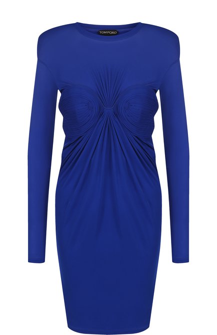 Женское однотонное платье-футляр с драпировкой TOM FORD синего цвета по цене 267500 руб., арт. ABJ107-FAX358 | Фото 1