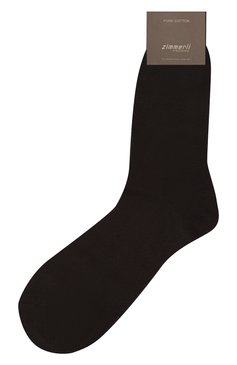  Мужские хлопковые носки ZIMMERLI темно-коричневого цвета, арт. 2501/12-5 | Фото 1 (Кросс-КТ: бельё; Материал сплава: Проставлено; Нос: Не проставлено; Материал внешний: Хлопок)