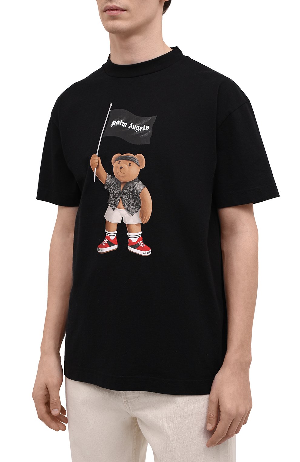 Мужская черная хлопковая футболка PALM ANGELS купить в интернет-магазине  ЦУМ, арт. PMAA001S21JER0191001
