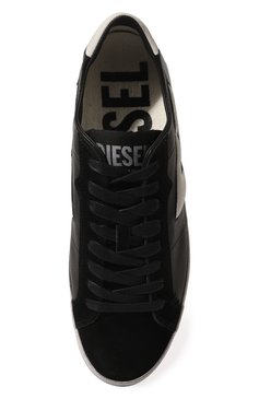 Мужские кожаные кеды s-leroji DIESEL черного цвета, арт. Y02741/PR663 | Фото 6 (Материал утеплителя: Без утеплителя; Материал внутренний: Текстиль; Подошва: Плоская)