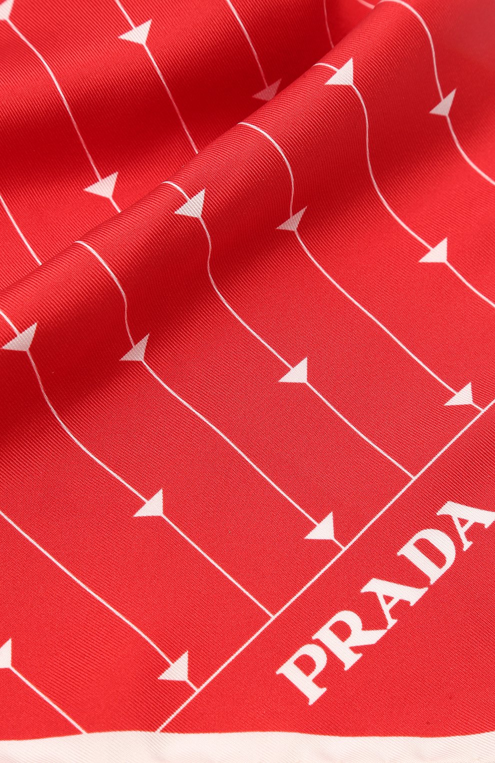 Женский шелковый платок PRADA красного цвета, арт. 1FF036-2DTR-F0976 | Фото 2 (Принт: С принтом; Материал: Текстиль, Шелк)
