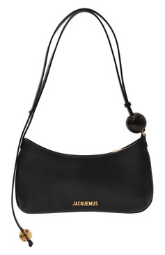 Женская сумка le bisou perle JACQUEMUS черного цвета, арт. 23E/231BA057-3000 | Фото 1 (Сумки-технические: Сумки через плечо; Размер: medium; Материал: Натуральная кожа; Материал сплава: Проставлено; Драгоценные камни: Проставлено)