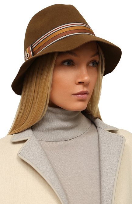 Женская фетровая шляпа ingrid LORO PIANA коричневого цвета, арт. FAI7947 | Фото 2 (Материал: Шерсть, Текстиль; Региональные ограничения белый список (Axapta Mercury): RU)