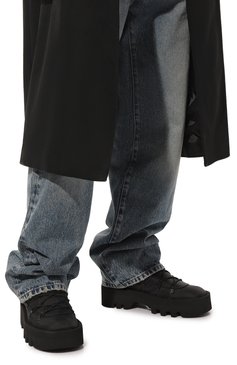 Мужские текстильные ботинки JW ANDERSON черного цвета, арт. ANM39506A/16090 | Фото 3 (Материал внешний: Текстиль; Каблук высота: Высокий; Мужское Кросс-КТ: Хайкеры-обувь, Ботинки-обувь; Материал сплава: Проставлено; Материал утеплителя: Без утеплителя; Подошва: Массивная; Драгоценные камни: Проставлено)