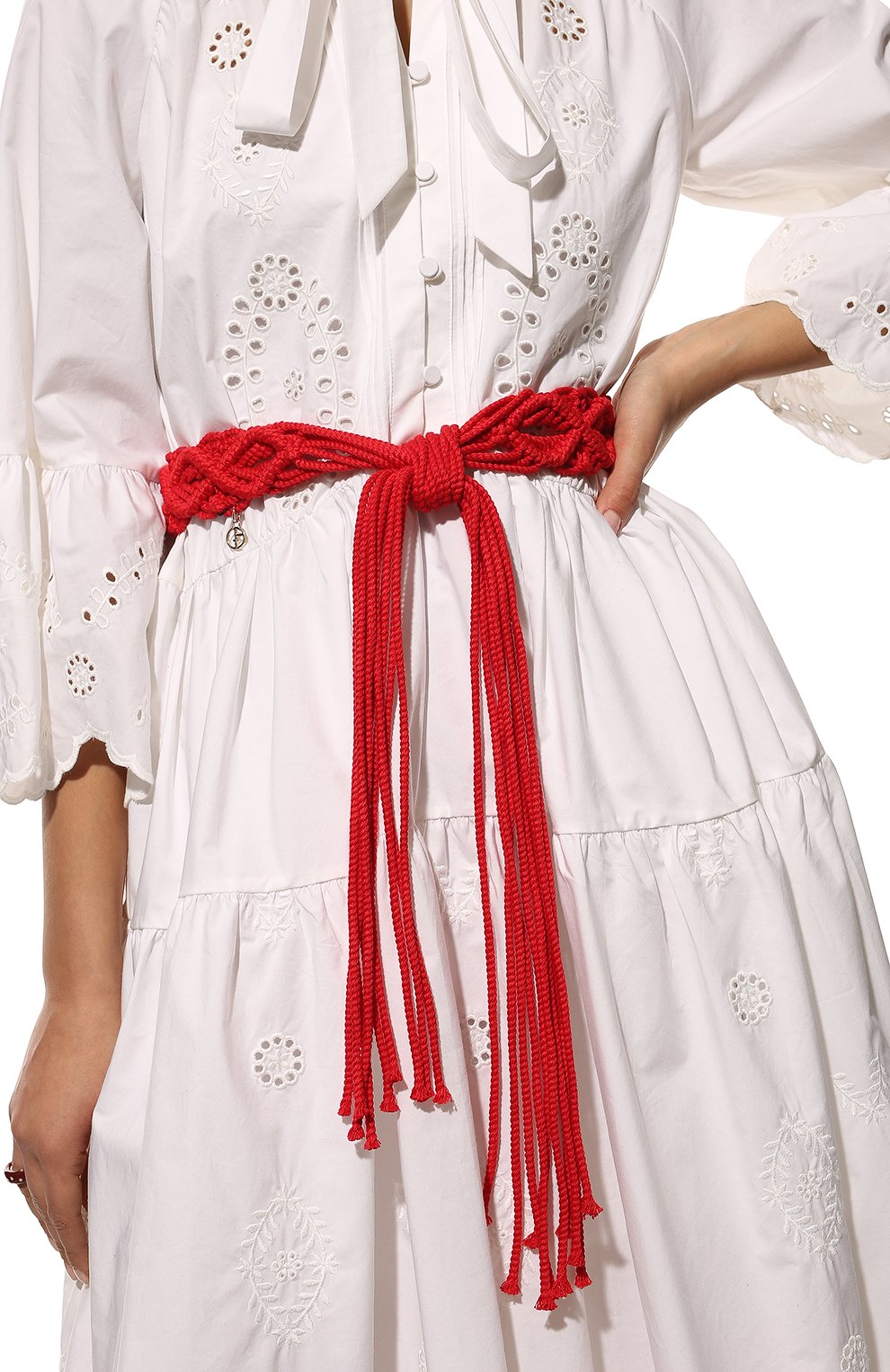 Женский текстильный пояс GIORGIO ARMANI красного цвета, арт. Y1I303/YRG4Y | Фото 2 (Материал: Текстиль; Материал сплава: Проставлено; Нос: Не проставлено)