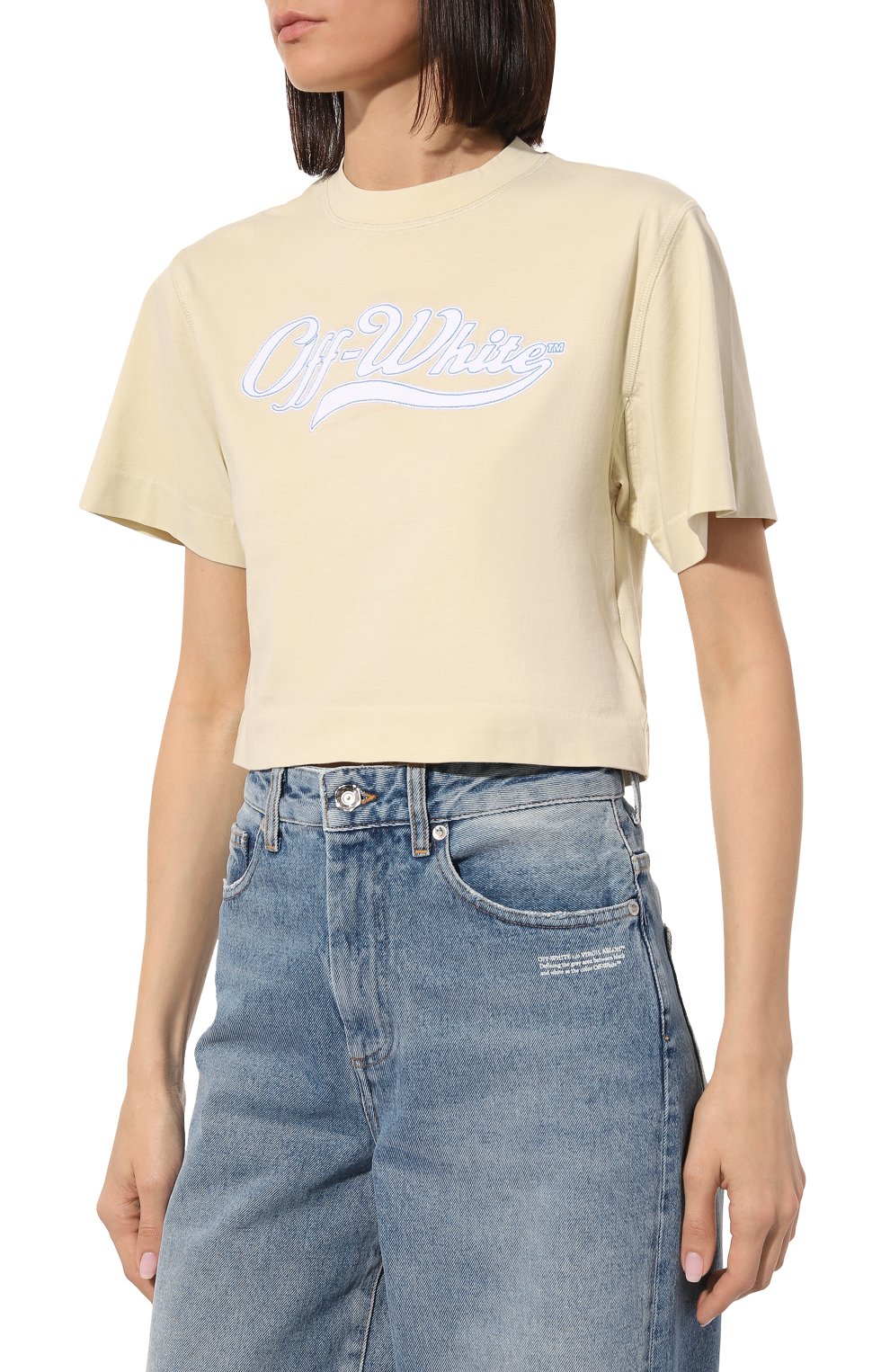 Хлопковая футболка Off-White  OWAA090S23JER0046145 Фото 3