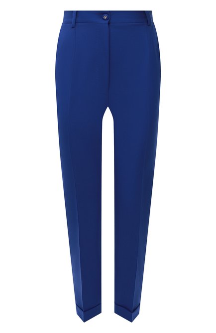 Женские шерстяные брюки DOLCE & GABBANA синего цвета, арт. FTCNVT/FUBE7 | Фото 1 (Длина (брюки, джинсы): Стандартные; Материал внешний: Шерсть; Женское Кросс-КТ: Брюки-одежда; Силуэт Ж (брюки и джинсы): Прямые; Стили: Классический)