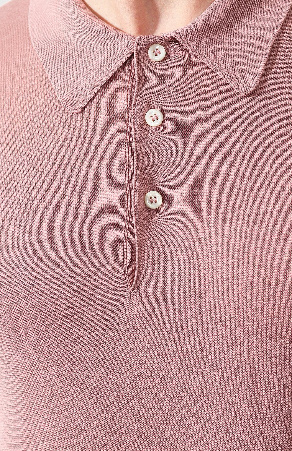 Мужское шелковое поло GRAN SASSO розового цвета, арт. 43110/23503 | Фото 5 (Застежка: Пуговицы; Материал внешний: Шелк; Рукава: Короткие; Длина (для топов): Стандартные; Кросс-КТ: Трикотаж)