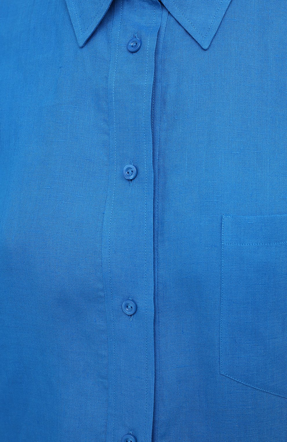 Женская льняная рубашка LORO PIANA синего цвета, арт. FAL5890 | Фото 5 (Рукава: Длинные; Принт: Без принта; Женское Кросс-КТ: Рубашка-одежда; Длина (для топов): Удлиненные; Региональные ограничения белый список (Axapta Mercury): RU; Материал сплава: Проставлено; Материал внешний: Лен; Драгоценные камни: Проставлено; Стили: Кэжуэл)