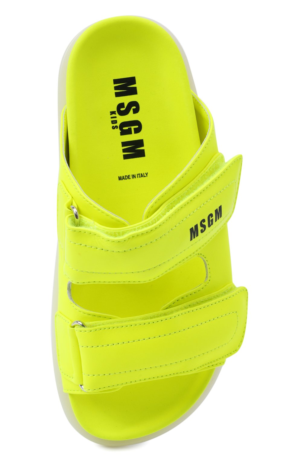 Детский кожаные шлепанцы MSGM KIDS желтого цвета, арт. 70534/NAPPA FLU0/28-35 | Фото 4 (Материал внутренний: Натуральная кожа; Материал сплава: Проставлено; Нос: Не проставлено; Длина стельки: 17,7, 18,4, 19, 19,7, 20,4, 21, 21,7, 22,3)