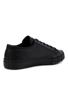 Мужские кожаные кеды PRADA черного цвета, арт. 2EG324-3LEN-F0002-A000 | Фото 5 (Материал внешний: Кожа; Материал утеплителя: Натуральный мех; Стили: Классический; Подошва: Массивная)