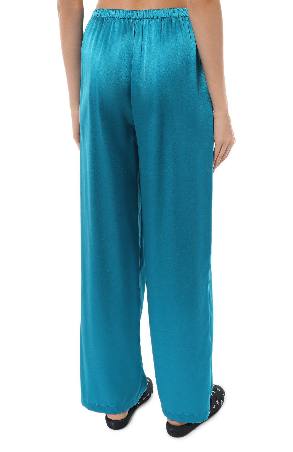 Женская шелковая пижама LUNA DI SETA бирюзового цвета, арт. VLST08007 | Фото 6 (Материал внешний: Шелк; Материал сплава: Проставлено; Нос: Не проставлено)