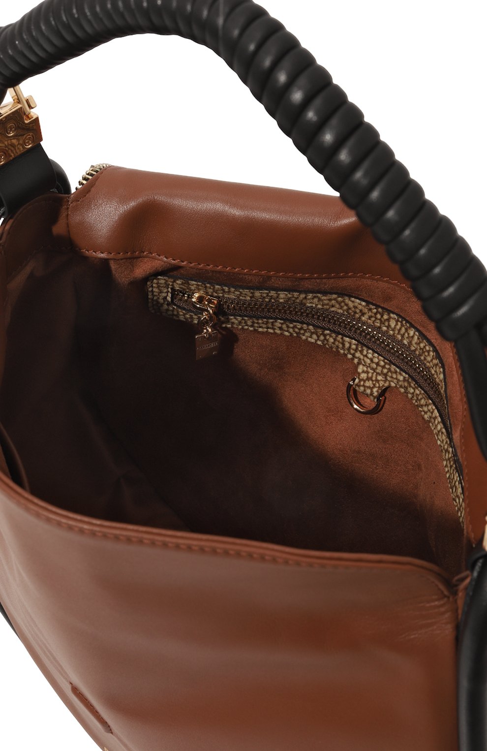 Женская сумка horseback BORBONESE коричневого цвета, арт. 923320 | Фото 5 (Сумки-технические: Сумки top-handle; Размер: medium; Материал: Натуральная кожа; Ремень/цепочка: На ремешке)