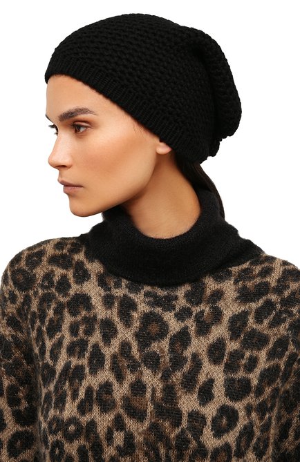 Женская кашемировая шапка INVERNI черно го цвета, арт. 0097 CMG8 | Фото 2 (Материал: Текстиль, Кашемир, Шерсть)