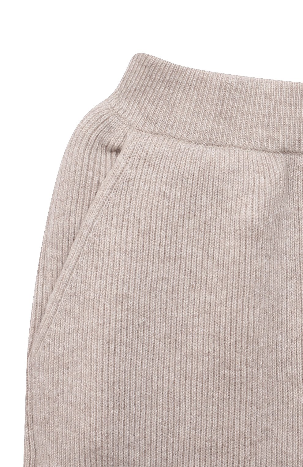 Детские кашемировые брюки BRUNELLO CUCINELLI бежевого цвета, арт. B12M14299B | Фото 3 (Материал внешний: Шерсть, Кашемир; Девочки Кросс-КТ: Брюки-одежда; Ростовка одежда: 10 - 11 лет | 140 - 146см, 8 лет | 128 см)