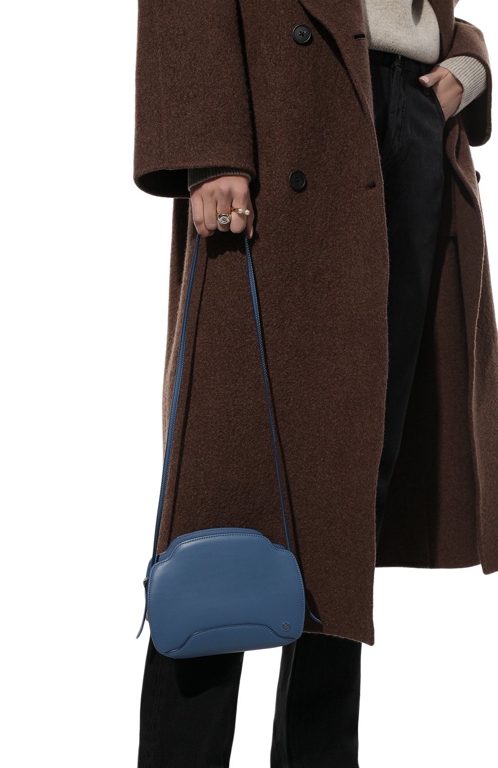 Женская сумка sesia LORO PIANA голубого цвета, арт. FAL6767 | Фото 2 (Сумки-технические: Сумки через плечо; Материал: Натуральная кожа; Размер: mini; Ремень/цепочка: На ремешке)