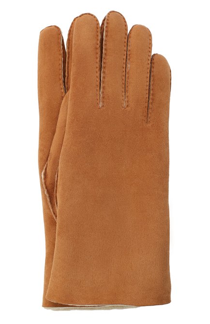 Женские замшевые перчатки с подкладкой из меха AGNELLE светло-коричневого цвета, арт. DENISE | Фото 1 (Материал: Натуральная кожа)