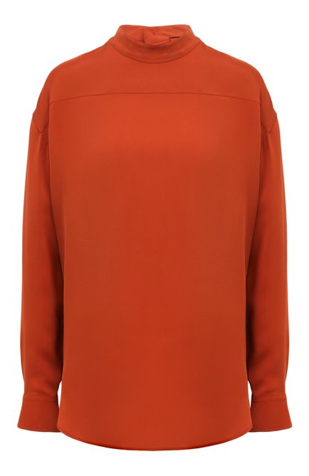 Женская хлопковая блузка COLVILLE оранжевого цвета, арт. CVS24700 | Фото 1 (Материал внешний: Хлопок; Материал сплава: Проставлено; Драгоценные камни: Проставлено; Длина (для топов): Стандартные; Рукава: Длинные)