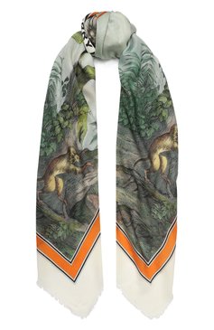 Женский кашемировый шарф BURBERRY зеленого цвета, арт. 8026992 | Фото 1 (Материал: Текстиль, Кашемир, Шерсть)